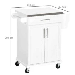 HOMCOM Wooden Freestanding Kitchen Island On Wheels - White - 801-055V01WT -Kitchen Series Shop pa2a12182d2b3ecf7.jpg