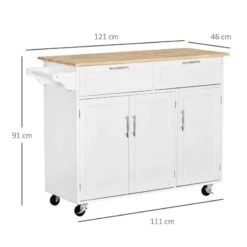 HOMCOM Kitchen Island Utility Cart - White - 801-204 -Kitchen Series Shop pao84417dc3f8ce99.jpg