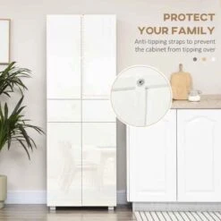 HOMCOM Modern 4-Door Freestanding Kitchen Storage Unit - White - 835-612 7 HOMCOM Modern 4-Door Freestanding Kitchen Storage Unit - White - 835-612 -Kitchen Series Shop phe75618418bddff4.jpg