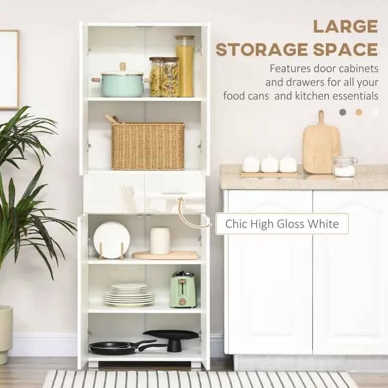 HOMCOM Modern 4-Door Freestanding Kitchen Storage Unit - White - 835-612 HOMCOM Modern 4-Door Freestanding Kitchen Storage Unit - White - 835-612 -Kitchen Series Shop qvfa0918418bddff4.jpg