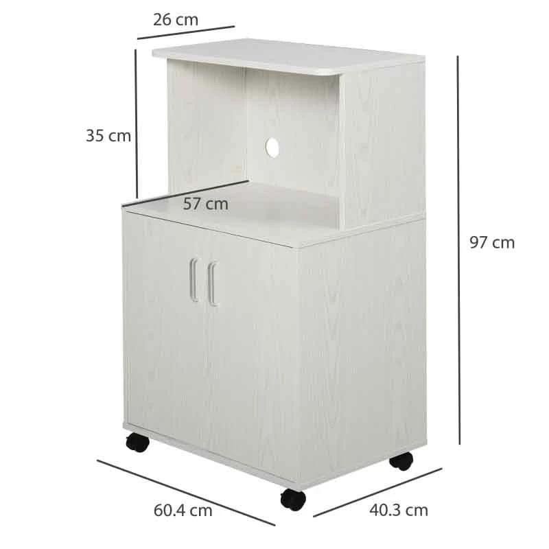 HOMCOM Modern Rolling Storage Trolley - 604mm - White - 835-258WT HOMCOM Modern Rolling Storage Trolley - 604mm - White - 835-258WT -Kitchen Series Shop r4i34217dc253b05c.jpg
