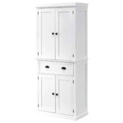 HOMCOM Traditional Freestanding Kitchen Pantry Cupboard - White - 835-115WT -Kitchen Series Shop r82daa181cd30aecd.jpg