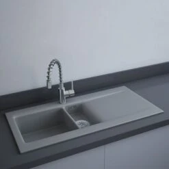 RAK Ceramics Dream 1 Slim 1.5 Bowl Kitchen Sink - Matt Grey - OC200NTSL503A