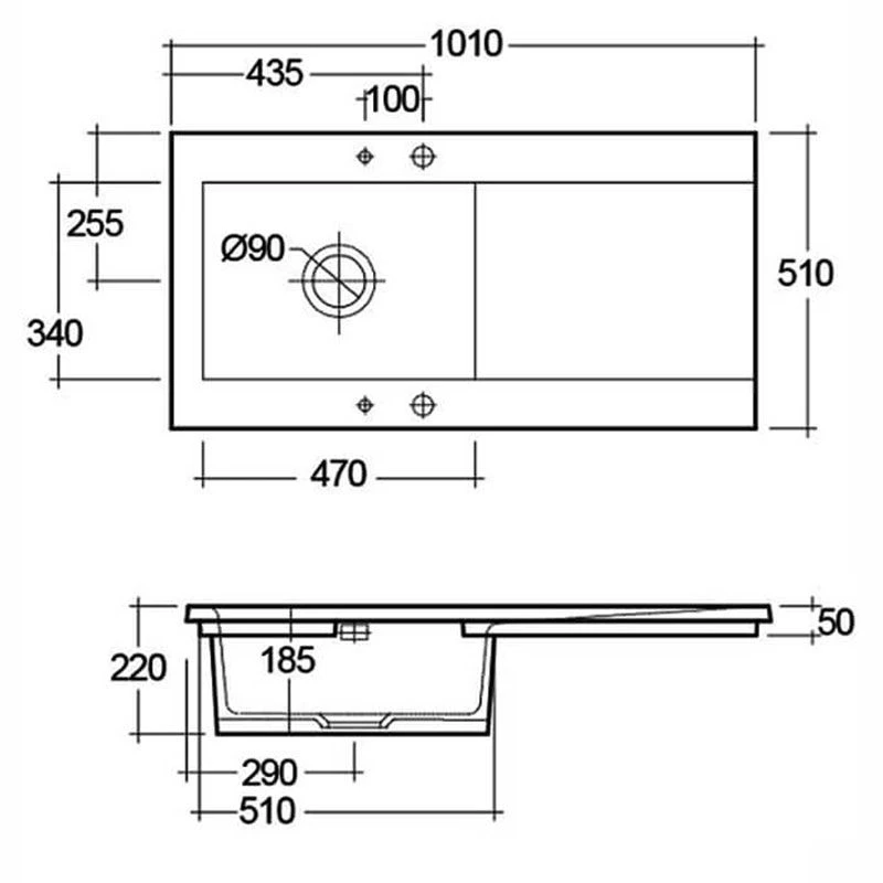 RAK Ceramics Dream 2 Slim Single Bowl Kitchen Sink - Matt Grey - OC201NTSL503A RAK Ceramics Dream 2 Slim Single Bowl Kitchen Sink - Matt Grey - OC201NTSL503A -Kitchen Series Shop rak oc201ntsl503a dims