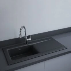 RAK Ceramics Dream 2 Slim Single Bowl Kitchen Sink - Matt Black - OC201NTSL504A
