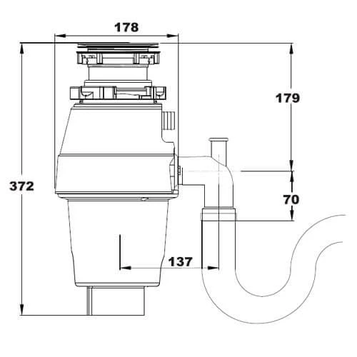 Reginox Waste Disposal Unit .55HP - RD 60 Reginox Waste Disposal Unit .55HP - RD 60 -Kitchen Series Shop rd60dimensions