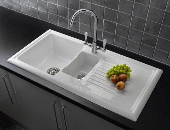 Reginox Regi-Ceramic 1.5 Bowl Kitchen Sink Including Waste - White - RL 301 CW Reginox Regi-Ceramic 1.5 Bowl Kitchen Sink Including Waste - White - RL 301 CW -Kitchen Series Shop rl301cw.2