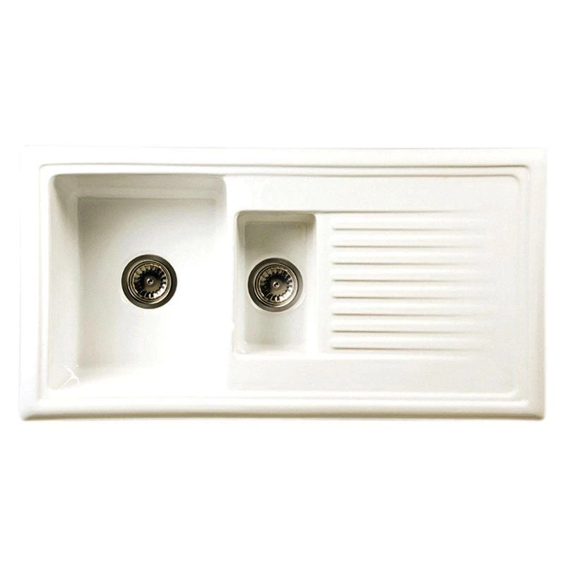 Reginox Regi-Ceramic 1.5 Bowl Kitchen Sink Including Waste - White - RL 301 CW Reginox Regi-Ceramic 1.5 Bowl Kitchen Sink Including Waste - White - RL 301 CW -Kitchen Series Shop rl301cw