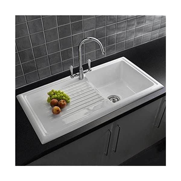 Reginox Regi-Ceramic 1 Bowl Kitchen Sink Including Waste - White - RL 304 CW Reginox Regi-Ceramic 1 Bowl Kitchen Sink Including Waste - White - RL 304 CW -Kitchen Series Shop rl304cw.1
