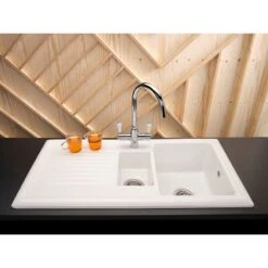 Reginox Regi-Ceramic 1.5 Bowl Kitchen Sink Including Waste - White - RL 301 CW