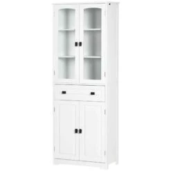 HOMCOM Freestanding Glass Door Kitchen Cabinet - White - 835-926V80WT 7 HOMCOM Freestanding Glass Door Kitchen Cabinet - White - 835-926V80WT -Kitchen Series Shop rzxa92189c00fdef7.jpg