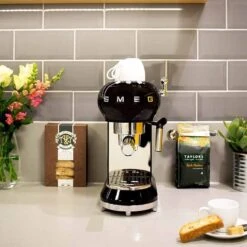 Smeg Retro Style Espresso Coffee Machine - Black - ECF01BLUK 6 Smeg Retro Style Espresso Coffee Machine - Black - ECF01BLUK -Kitchen Series Shop s m smeg coffee machine ecf01bluk lifestyle