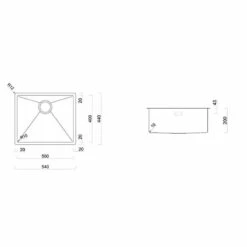 Rangemaster Spectra 1 Bowl Stainless Steel Inset/Undermount Kitchen Sink - Graphite - SPE50GR/ -Kitchen Series Shop spe50gr dimensions