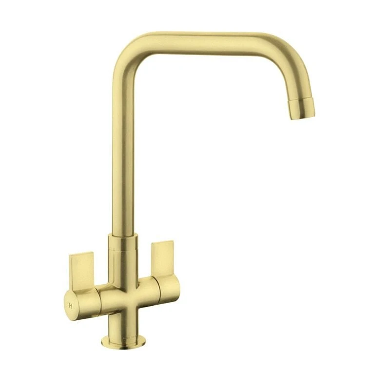 Rangemaster Aquaquad Dual Lever Monobloc Kitchen Tap - Brushed Brass - TAQ2BB/ Rangemaster Aquaquad Dual Lever Monobloc Kitchen Tap - Brushed Brass - TAQ2BB/ -Kitchen Series Shop t a taq2bb