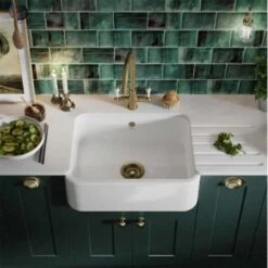 Thomas Denby Windsor 1 Bowl Ceramic Belfast Kitchen Sink - White - TWI600