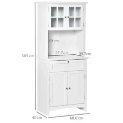 HOMCOM Tall Freestanding Kitchen Cabinet With Countertop - White - 835-343 -Kitchen Series Shop u1ja12188fbae3c6c.jpg