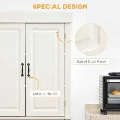 HOMCOM Freestanding Kitchen Cabinet With Wide Shelves - White Wood Grain - 835-346V01 -Kitchen Series Shop uaz88c1880dd48a97.jpg