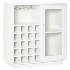 HOMCOM Freestanding Wine Rack & Glass Holder - White - 801-191 -Kitchen Series Shop vc07e417dc4afed7e.jpg