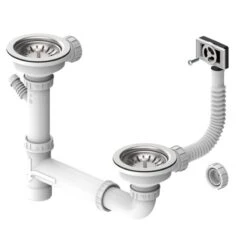 Leisure Basket Strainer Waste 89mm X2 With Connecting Pipe - WAST04/