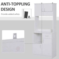 HOMCOM Tall Kitchen Cupboard With Countertop Storage - White - 801-098 9 HOMCOM Tall Kitchen Cupboard With Countertop Storage - White - 801-098 -Kitchen Series Shop wb3d4d181cd30adb0.jpg