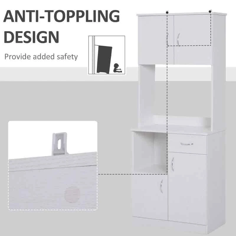 HOMCOM Tall Kitchen Cupboard with Countertop Storage - White - 801-098 HOMCOM Tall Kitchen Cupboard With Countertop Storage - White - 801-098 -Kitchen Series Shop wb3d4d181cd30adb0.jpg