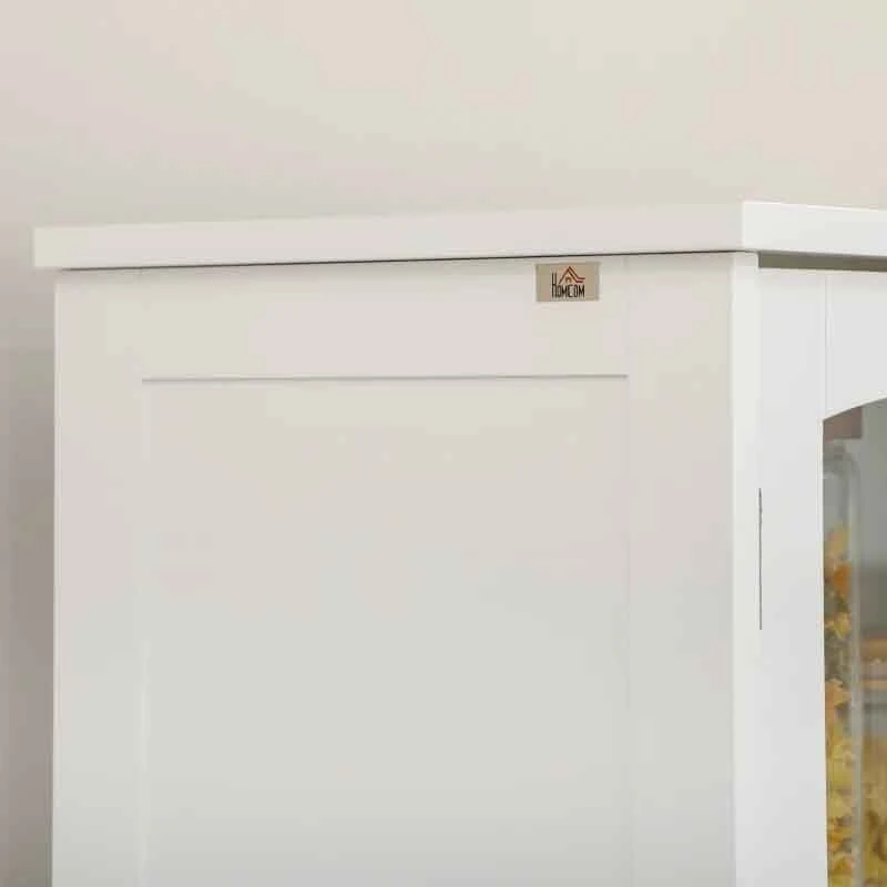 HOMCOM Freestanding Glass Door Kitchen Cabinet - White - 835-926V80WT HOMCOM Freestanding Glass Door Kitchen Cabinet - White - 835-926V80WT -Kitchen Series Shop wt73d61863065bb44.jpg