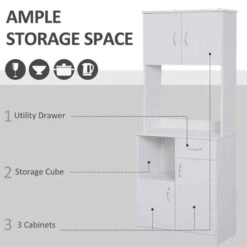 HOMCOM Tall Kitchen Cupboard With Countertop Storage - White - 801-098 10 HOMCOM Tall Kitchen Cupboard With Countertop Storage - White - 801-098 -Kitchen Series Shop xta88c181cd30adb0.jpg