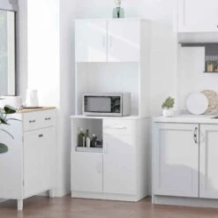 HOMCOM Tall Kitchen Cupboard With Countertop Storage - White - 801-098 11 HOMCOM Tall Kitchen Cupboard With Countertop Storage - White - 801-098 -Kitchen Series Shop xve90f181cd30adb0.jpg