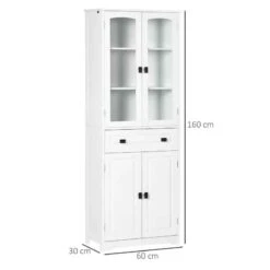 HOMCOM Freestanding Glass Door Kitchen Cabinet - White - 835-926V80WT 11 HOMCOM Freestanding Glass Door Kitchen Cabinet - White - 835-926V80WT -Kitchen Series Shop yk31b9189c00fdef7.jpg