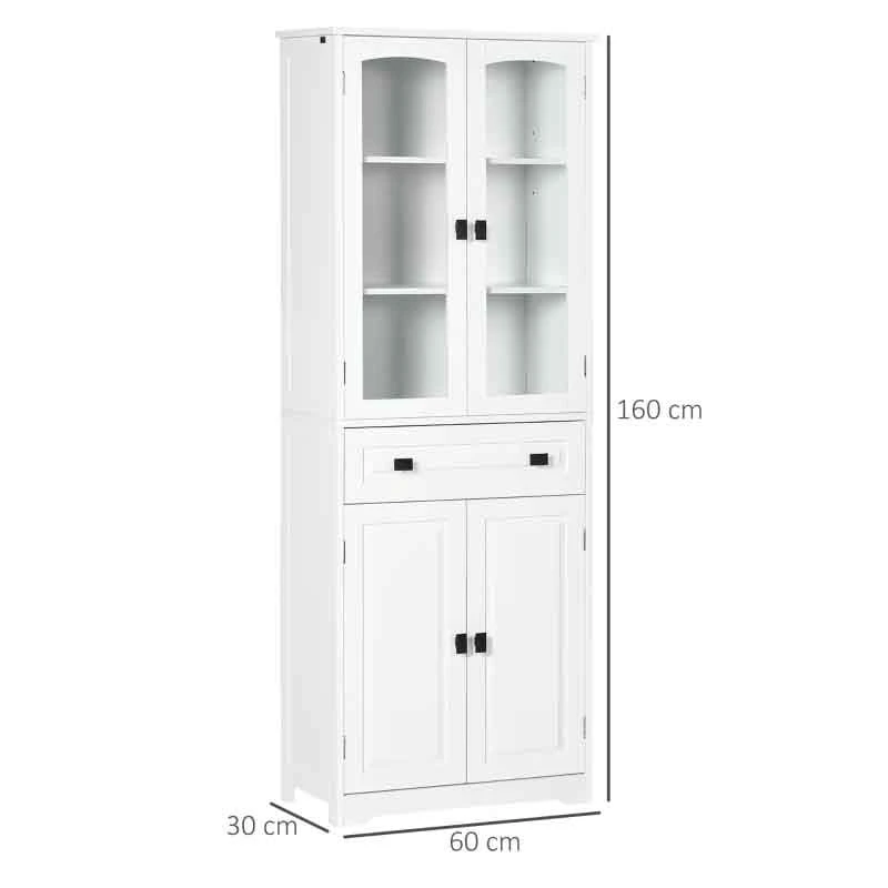 HOMCOM Freestanding Glass Door Kitchen Cabinet - White - 835-926V80WT HOMCOM Freestanding Glass Door Kitchen Cabinet - White - 835-926V80WT -Kitchen Series Shop yk31b9189c00fdef7.jpg